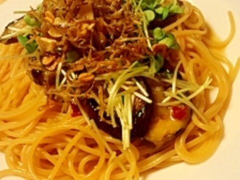 カリカリじゃこと茄子の和風パスタ